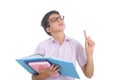 Nerdy boy with books Royalty Free Stock Photo