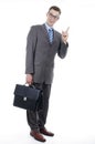 Nerdy businessman with suitcase