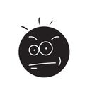 Nerdy geek emoji black vector concept icon. Nerdy geek emoji flat illustration, sign