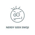 Nerdy geek emoji vector line icon, linear concept, outline sign, symbol