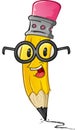 Nerdy Pencil Character Royalty Free Stock Photo