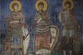 NEREZI, MACEDONIA- JUNE 09, 2019: Frescos in church of St. Panteleimon in Gorno Nerezi, North Macedonia, Byzantine orthodox church Royalty Free Stock Photo