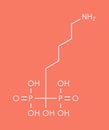 Neridronic acid drug molecule. Used for treatment of osteogenesis imperfecta and Paget`s disease of bone. Skeletal formula.
