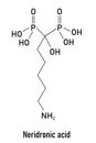 Neridronic acid drug molecule. Skeletal formula. Chemical structure