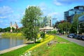 Neris river and city view on spring Royalty Free Stock Photo