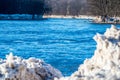 Neris river ice broken on a bank Royalty Free Stock Photo
