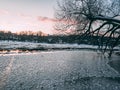 Neris river during sunset