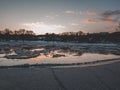 Neris river during sunset