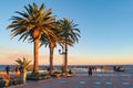 Nerja, Costa del Sol, Spain - 28.11.2021 : Balcon de Europa view point in sunset light Royalty Free Stock Photo