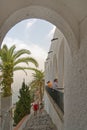 Nerja street. Shade, balconies, malaga. Spain Royalty Free Stock Photo