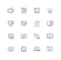 Nerk Infrastructure line icons collection. Cloud, Nerking, Security, Storage, Data, Virtualization, Server vector and Royalty Free Stock Photo