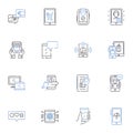 Nerk security line icons collection. Encryption, Firewall, Cybercrime, Biometrics, Surveillance, Authentication, Virus