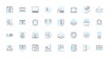 Nerk Security linear icons set. Firewall, Encryption, Authentication, Intrusion, Cybersecurity, Malware, Vulnerability