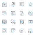 Nerk Security linear icons set. Firewall, Encryption, Authentication, Intrusion, Cybersecurity, Malware, Vulnerability