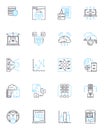 Nerk security linear icons set. Firewall, Encryption, Authentication, Malware, Vulnerability, Intrusion, Audit line