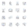 Nerked individuals line icons collection. Eccentric, Quirky, Weird, Odd, Unconventional, Strange, Peculiar vector and