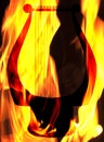 Nero Lyre Silhouette With Fire