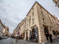 Nerudova street, a pedestrian cobblestone alley of Hradcany hill, on the Prague Castle, surrounded by tourists and shops Royalty Free Stock Photo