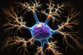 Nerve cell with dendrites, macro view of neuron inside brain, generative AI Royalty Free Stock Photo