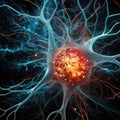 Nerve firing a signal through axon nerve communication