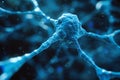 Nerve firing a signal through axon nerve communication. Synaptic transmission of nerve impulses in human brain