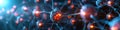Nerve firing a signal through axon nerve communication. Synaptic transmission of nerve impulses in human brain