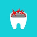 Nerve in tooth isolated. Dentist vector illustration