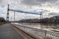 Nervion river, promenade and Vizcaya bridge, puente colgante, vi