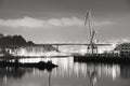 Nervion river and rontegi bridge at night Royalty Free Stock Photo