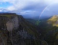 Nervion waterfall. Rainbow in the Ayala Valley and the Nervion River waterfall.