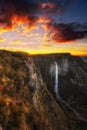 Nervion waterfall at sunset Royalty Free Stock Photo
