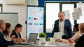 Nervous businessman quarrelling in coworking having conflict at workplace Royalty Free Stock Photo