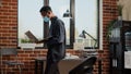 Nervous employee waiting to receive important news at work