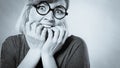 Nervous girl biting nails. Royalty Free Stock Photo