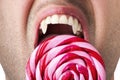Nervous Hunger Man Fangs Bite Large Swirly Lollipop Royalty Free Stock Photo