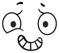 Nervous smile. Comic face expression. Retro cartoon emoji