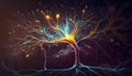 Nervous system and nerve endings that conduct current on a black background, Generative AI