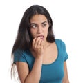 Nervous teenager girl biting nails Royalty Free Stock Photo