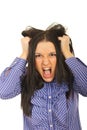 Nervous woman pulls her hair out Royalty Free Stock Photo