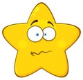 Nervous Yellow Star Cartoon Emoji Face Character With Confused Expression