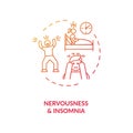 Nervousness and insomnia concept icon