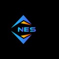 NES abstract technology logo design on Black background. NES creative initials letter logo concept
