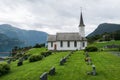 White wooden church in Luste commune, Norway Royalty Free Stock Photo