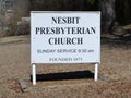 Nesbit Presbyterian Church Sign, Nesbit, Mississippi Royalty Free Stock Photo