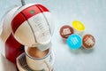 Nescafe Dolce Gusto coffee machine with Nescafe Dolce Gusto capsules. Selective focus
