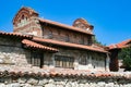 Old Town of Nesebar. The old church saint Stephen. Stone facade of the church. Typical brick and stone masonry, authentic patterns Royalty Free Stock Photo