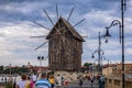 Windmill in Nesebar coastal town in Bulgaria