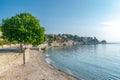 Nessebar ancient city on the Bulgarian Black Sea Coast. Nesebar or Nesebr is a UNESCO World Heritage Site. Nessebar beach on a Royalty Free Stock Photo