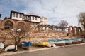 Nessebar, Bulgaria - February 27, 2016: Old wooden fishing boats in nessebar, ancient city on the Black Sea coast of Bulgaria