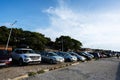 Nessebar, Bulgaria - June 2023: Cars parked in the parking lot in Nessebar, Bulgaria